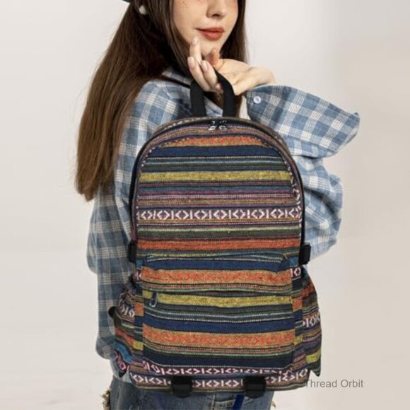 Vintage Boho Backpack Purse, Adjustable Strap, Large Capacity Daypack main image 6